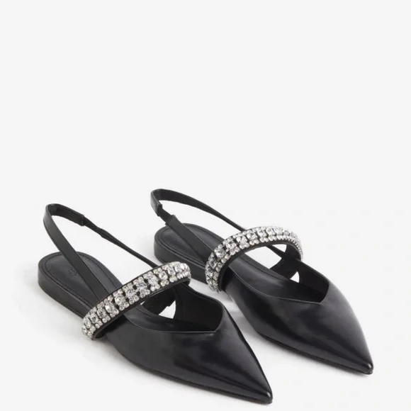 H&M Shoes Hm Rhinestone Detailed Pointed Toe Slingbacks Shoes